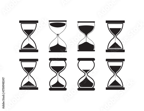 Modern Flat Hourglass Icons, Simple Sand Timer Vector Illustrations, Time Symbol, vector illustration eps 10.