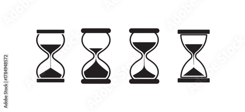 Modern Flat Hourglass Icons, Simple Sand Timer Vector Illustrations, Time Symbol, vector illustration eps 10.