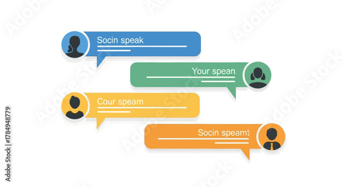 Flat Illustration Colorful Chat Bubble Conversation Speech Icon Set Design