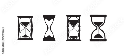 Modern Flat Hourglass Icons, Simple Sand Timer Vector Illustrations, Time Symbol, vector illustration eps 10.