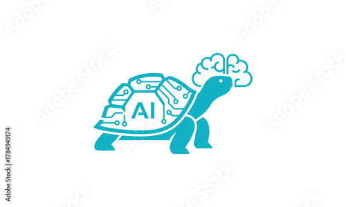 Turtle with brain symbol and ai initial letter for artificial intelligence or smart ai logo design