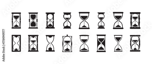 Modern Flat Hourglass Icons, Simple Sand Timer Vector Illustrations, Time Symbol, vector illustration eps 10.