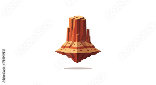 Cartoon Isolated Floating Rock Formation Desert Landscape Element Illustration