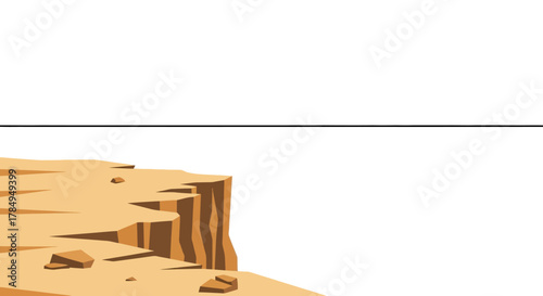 Clean Flat Desert Canyon Cliff Edge Illustration Landscape Background
