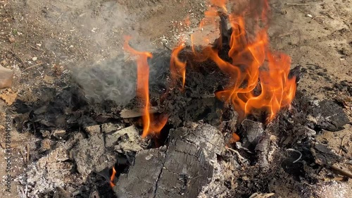 4k video footage of People burns waste and makes a lot of smoke which can cause air pollution. Concept for environmental damage