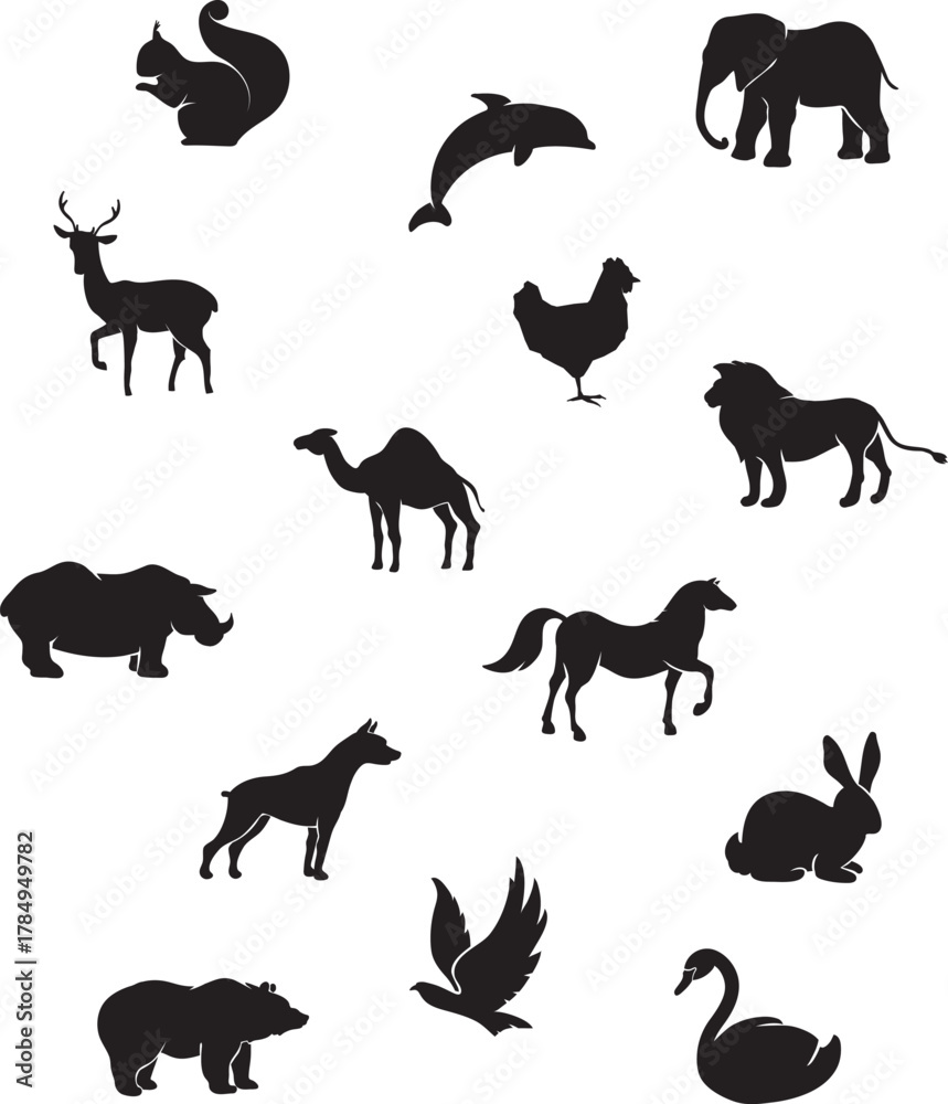 Fototapeta premium set of animals silhouettes