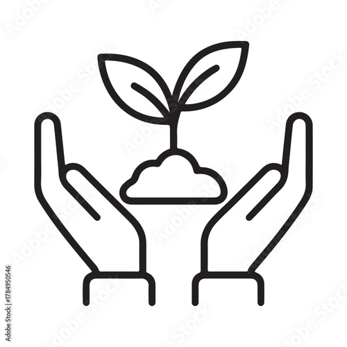 Hands Nurturing Growing Plant Icon