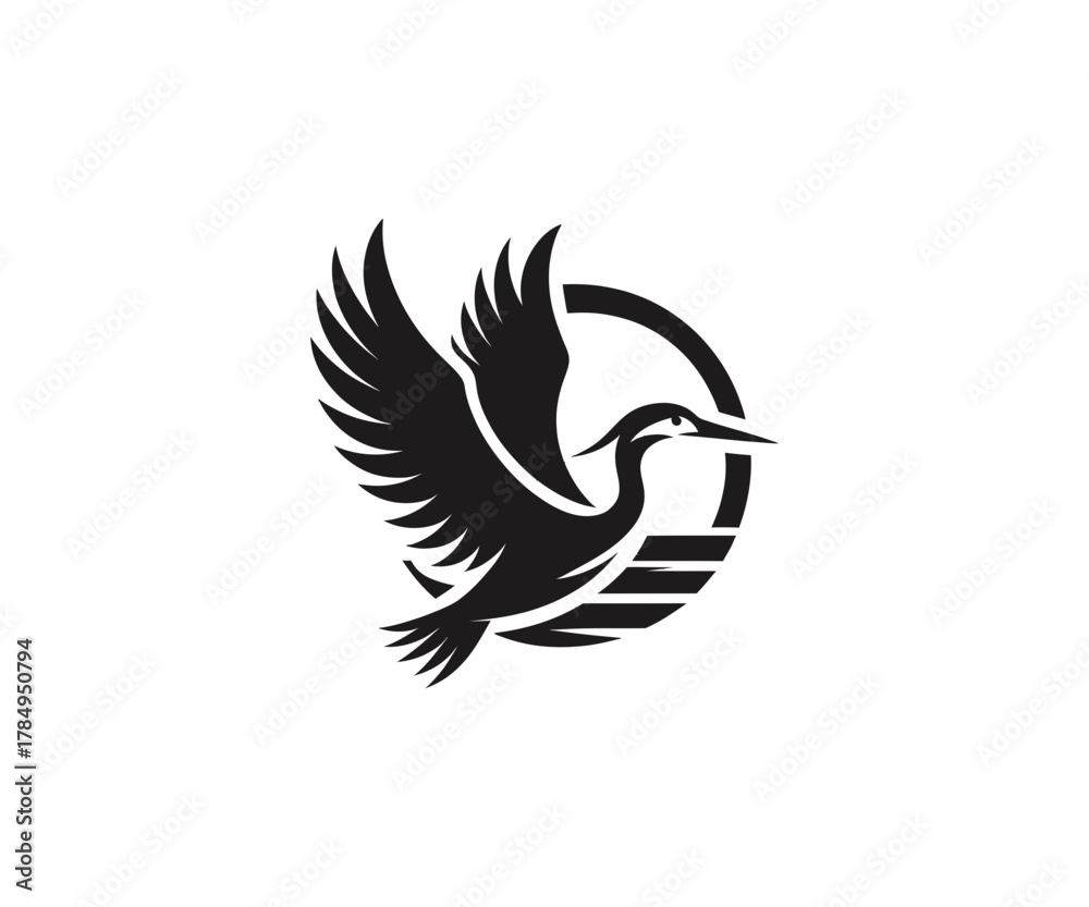 Obraz premium Stylized bird flying logo