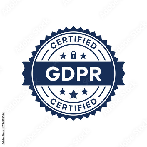 Gdpr certified badge symbol for data protection and privacy compliance