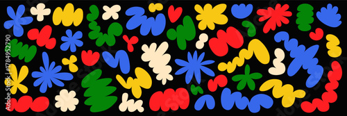 Organic cloud shapes and abstract blobs in a simple doodle pattern set.