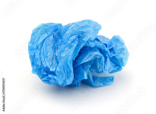 Crumpled plastic bag isolated on white.