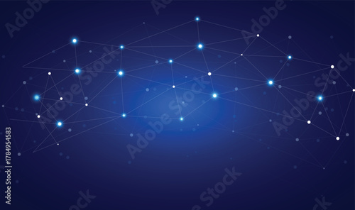 Tech network connection dots. Digital technology and big data analysis background. Big data analysis background.