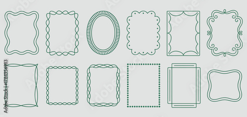 vintage frames in whimsical retro style with elegant stripes and curves, ideal for wedding invitations, stationery, labels, and decorative design templates