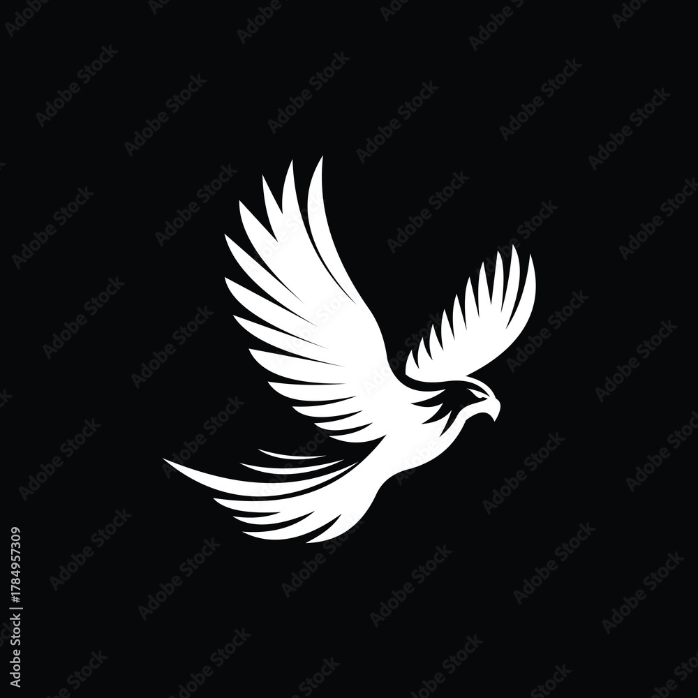 Obraz premium White Eagle Silhouette Flying With Spread Wings Vector Logo Design