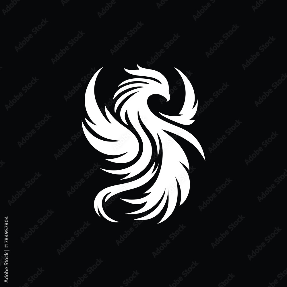Fototapeta premium Majestic Abstract Phoenix Logo with Flowing Feathers and Elegance