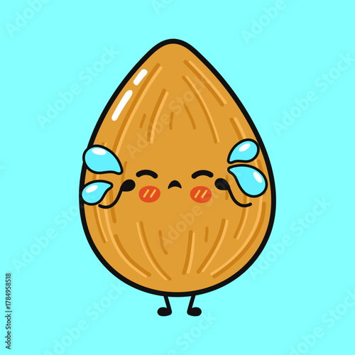 Happy crying almond expressing sadness and emotion
