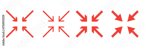 maximize and minimize line Arrows icon set , vector resizing, expanding arrow line icons in thin line style