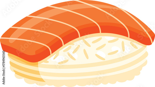 Orange Salmon Nigiri Sushi with White Rice Vector Illustration fish
