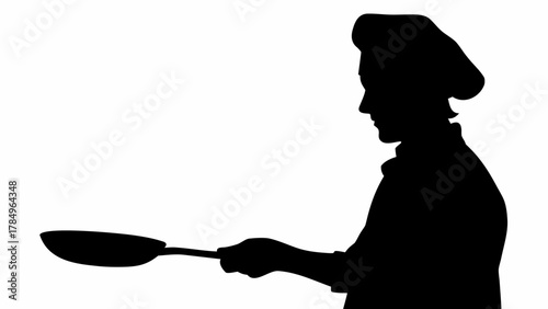 Chef silhouette preparing delicious dish with professional skill culinary expertise cooking food