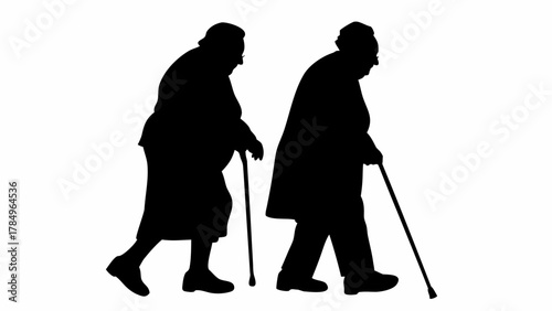 Elderly women walking with canes, a powerful symbol of aging and companionship in senior years