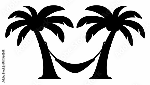 Tropical palm trees with hammock create instant vacation vibes and peaceful summer escape illustration