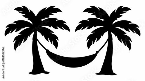 Relaxing tropical getaway with palm trees and hammock, perfect for vacation vibes and summer relaxation design