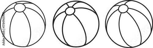 set of beach ball Line Art Drawing Vector Illustration for Coloring Book Page