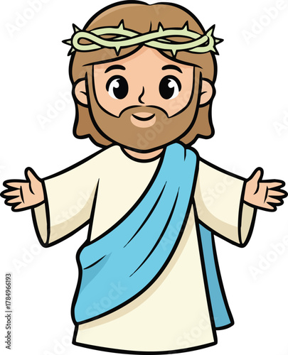 Cartoon design of jesus christ blessing for all,vector illustration, jesus stretched out his hand