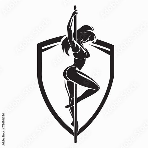 Beautiful Woman Pole Dancer Logo Template Vector on white background
