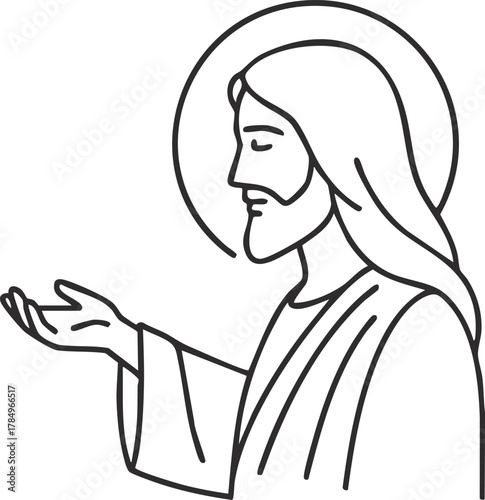 Cartoon design of jesus christ blessing for all,vector illustration, jesus stretched out his hand