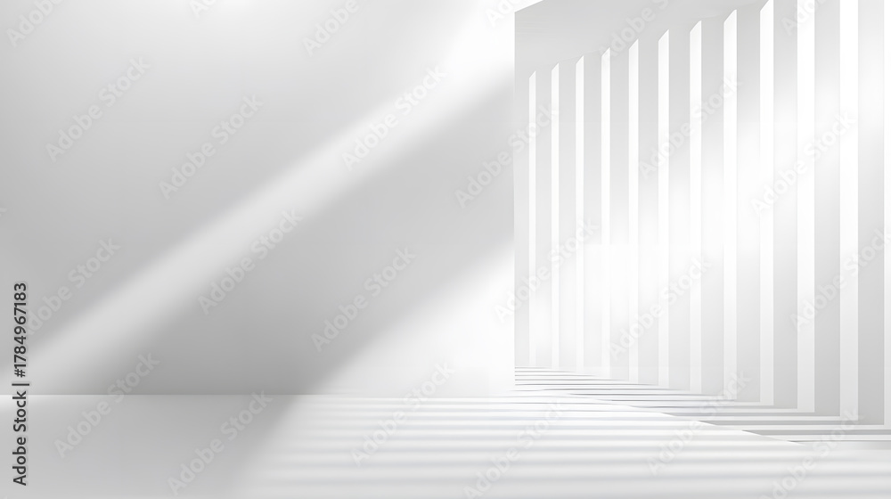 Obraz premium Minimal Geometric Architecture Background with Soft Shadows and Light Columns