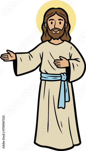 Cartoon design of jesus christ blessing for all,vector illustration, jesus stretched out his hand