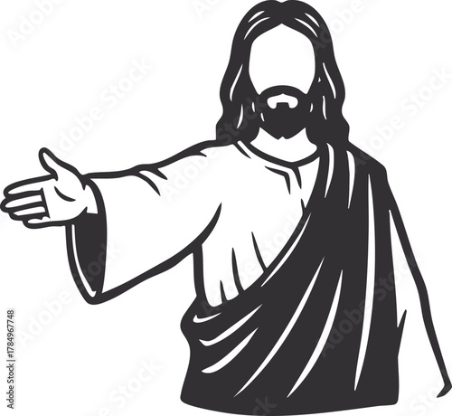 Cartoon design of jesus christ blessing for all,vector illustration, jesus stretched out his hand