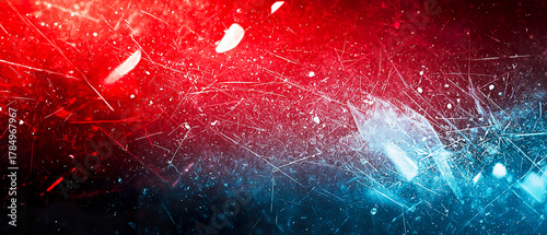 Wallpaper Mural Abstract red and blue icy texture with frost, cracks, and spark effects. Winter background for hockey, sports tournaments, and dynamic design banners. Torontodigital.ca