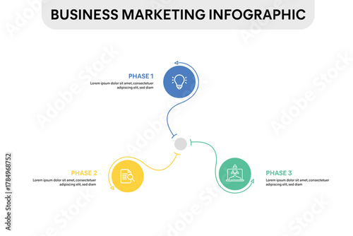 Circle Spin Infographic with 3 options, parts, steps, timelines or processes. Vector Illustration.