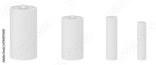 battery mockup set vector illustration isolated on white background.