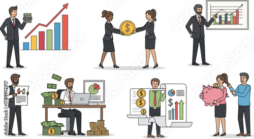 Collection of business finance and money related illustration icons