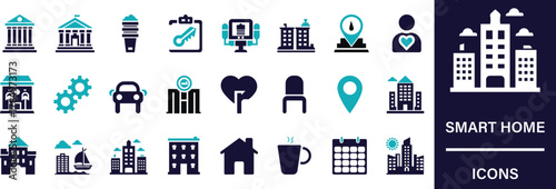 Modern smart city vector set featuring urban technology, IoT, and sustainable infrastructure in flat and outline styles. Perfect for innovation, mobility, and future city projects.