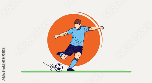 Dynamic illustration showcasing a soccer player kicking the ball with power and skill