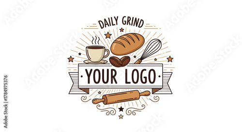 Baking and Coffee Themed Food Business Logo for Daily Grind Branding