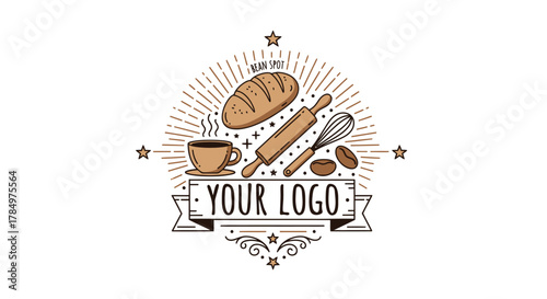 Baking and Coffee Enthusiast's Logo Design with Culinary Elements