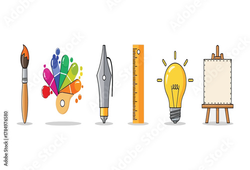 Creative art and design tools evoke inspiration for artists and designers, perfect for modern project concepts, originally a scalable vector graphic