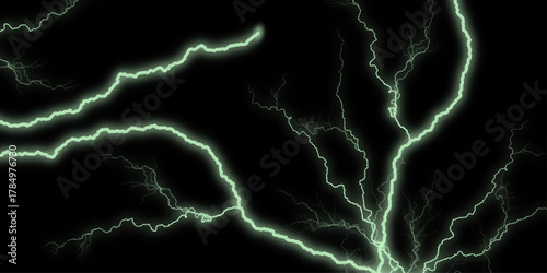 Abstract texture background in natural patterned. Intense electric line crackle across a stark. Glowing wavy lines template Color lightning concept in the dark. Dark green neon marble banner abstract