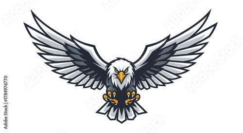 Majestic avian mascot with powerful spread wings and intense predatory stare