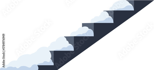 Staircase covered with clouds in a modern flat design style  