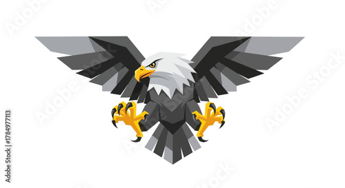 Stylized eagle illustration with geometric shapes conveying power and precision for design projects
