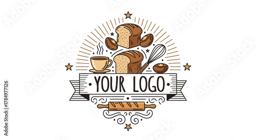 Bakery and Cafe Logo Design with Bread and Coffee for Branding