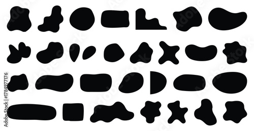 Black blob shapes, abstract organic forms, vector illustration. Modern blob shape design elements isolated on white background. Unique, artistic, creative, trendy, stylish, versatile. vector eps file.