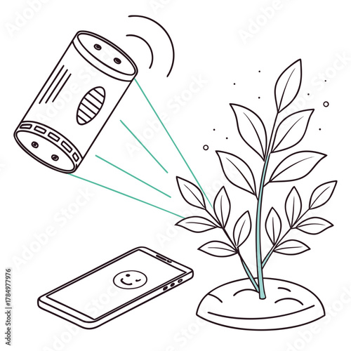 Smart home device monitors plant health and growth via smartphone