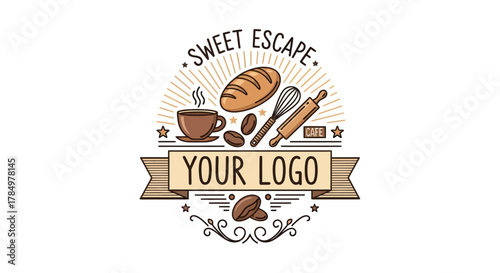 sweet escape bakery and cafe shop insignia art vintage style